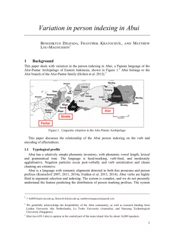 Variation in person indexing in Abui B ENEDIKTUS D ELPADA , F RANTI  EK K RATOCHVL , AND M