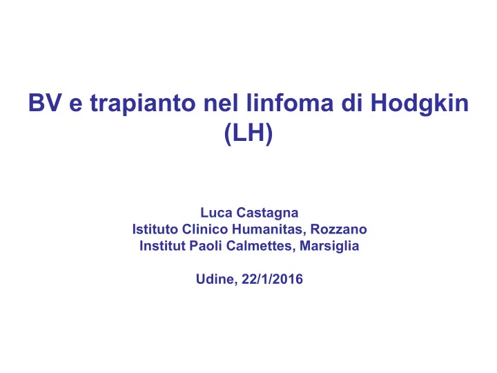 bv e trapianto nel linfoma di hodgkin