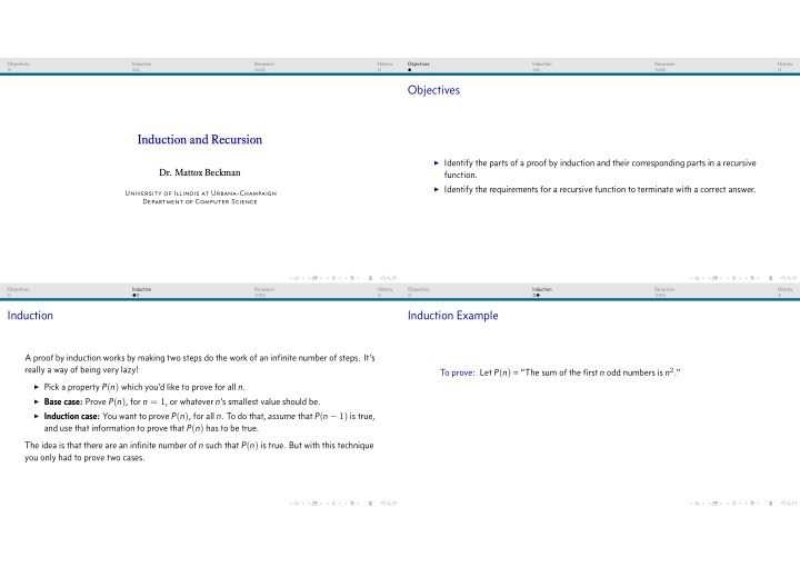 objectives induction and recursion
