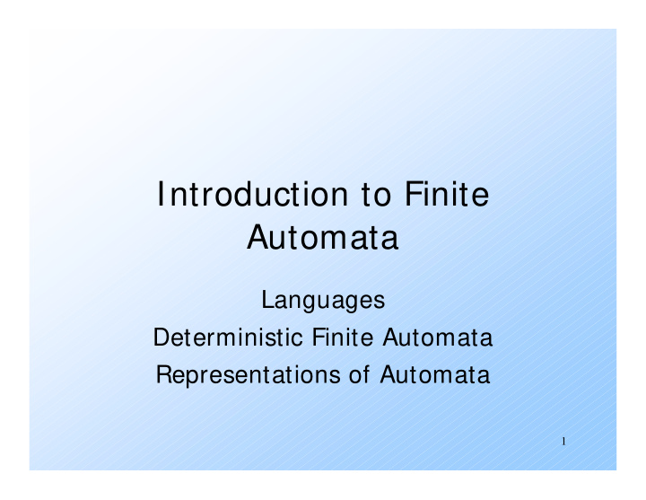 introduction to finite automata