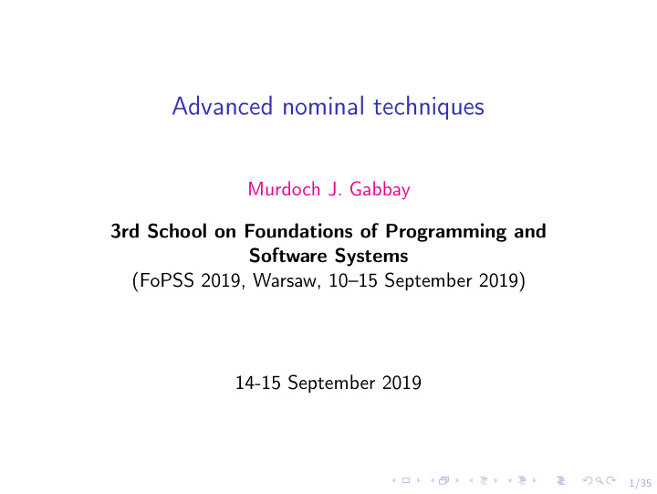 advanced nominal techniques