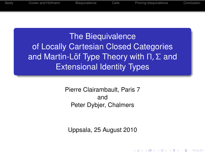 the biequivalence of locally cartesian closed categories