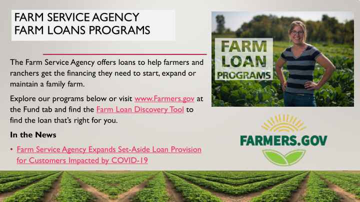 farm service agency farm loans programs