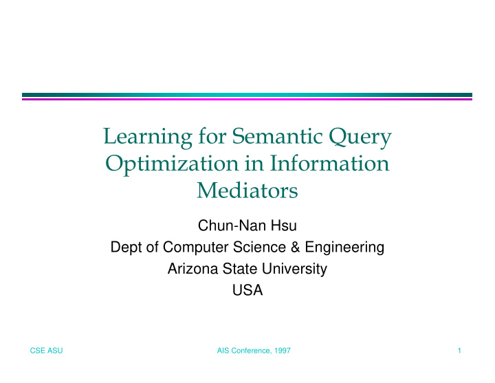 learning for semantic query optimization in information