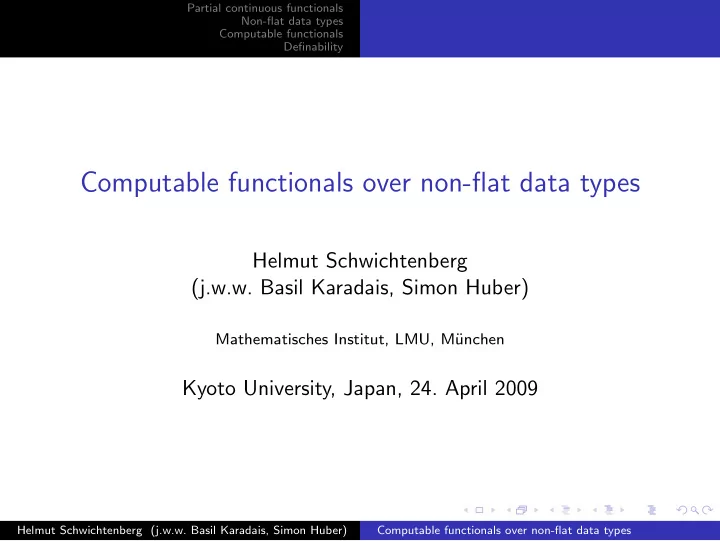 computable functionals over non flat data types
