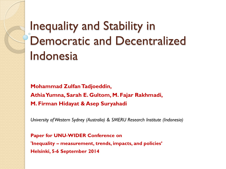 inequality and stability in democratic and decentralized