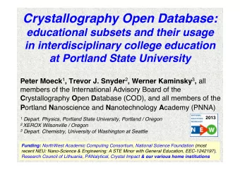 Crystallography Open Database:  educational subsets and their usage  in interdisciplinary college