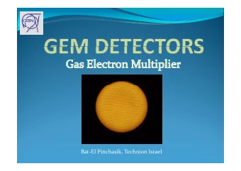 Bat-El Pinchasik, Technion Israel  GEM detectors main element  GEM foil  Terminals  10 cm  Kapton