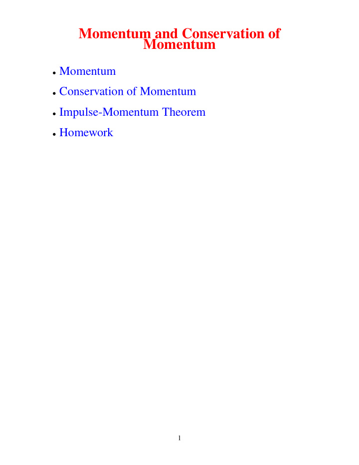 momentum and conservation of momentum