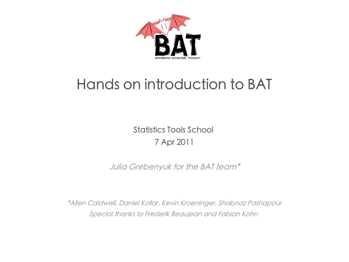 hands on introduction to bat statistics tools school 7