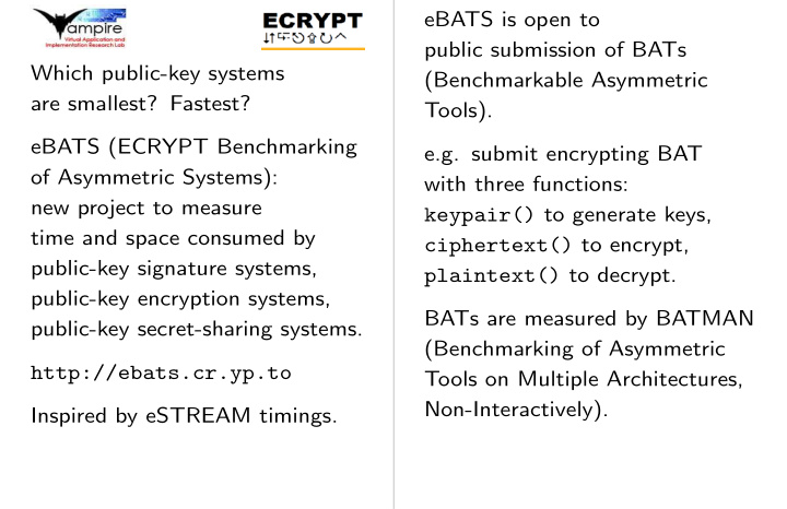 ebats is open to public submission of bats which public