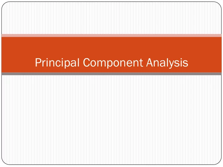 principal component analysis