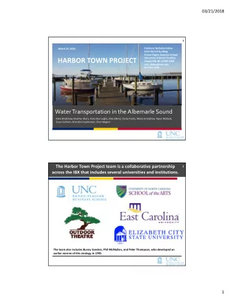 HARBOR TOWN PROJECT  Chapel Hill, NC 275993490  nick_didow@unc.edu  919.962.3189 Water