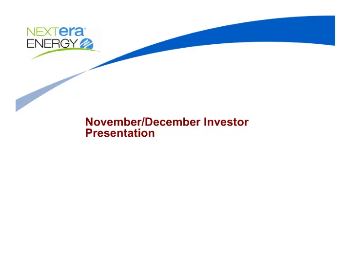 november december investor presentation cautionary