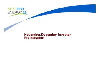 November/December Investor  Presentation  Cautionary Statements And Risk Factors That May Affect
