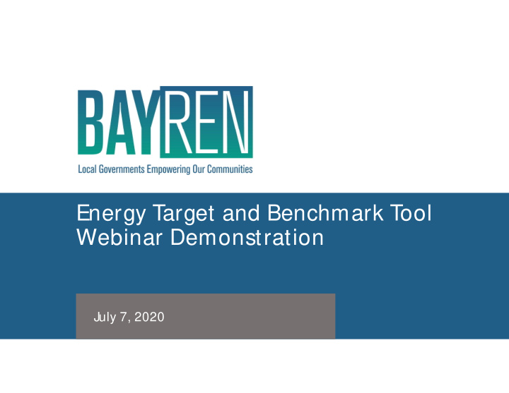 energy target and benchmark tool webinar demonstration