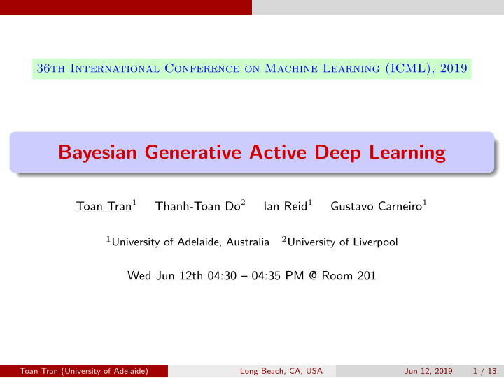 bayesian generative active deep learning