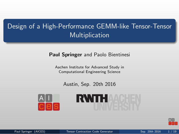 design of a high performance gemm like tensor tensor