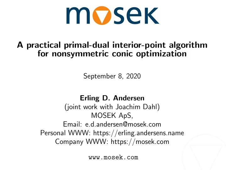 a practical primal dual interior point algorithm for