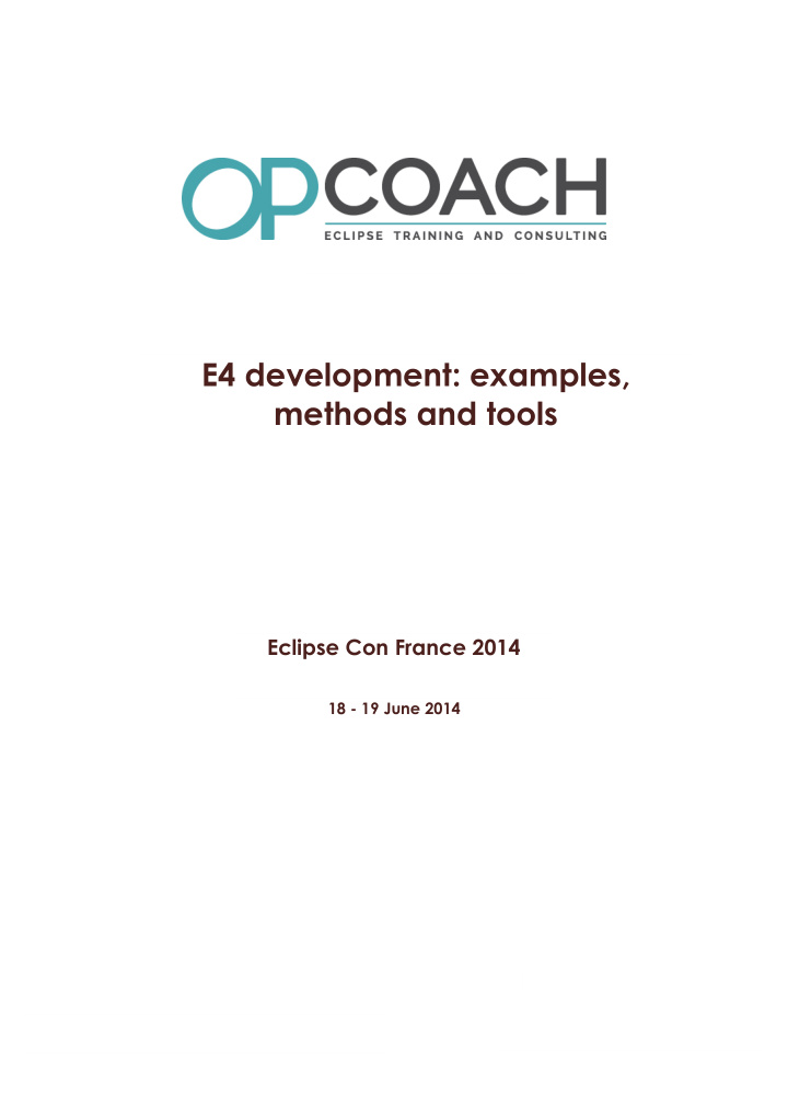 e4 development examples methods and tools