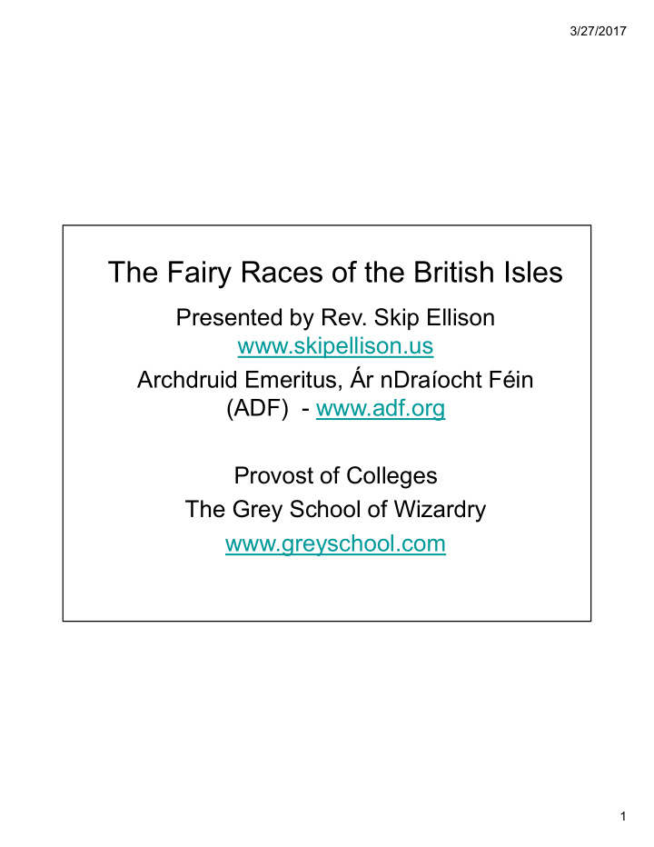 the fairy races of the british isles