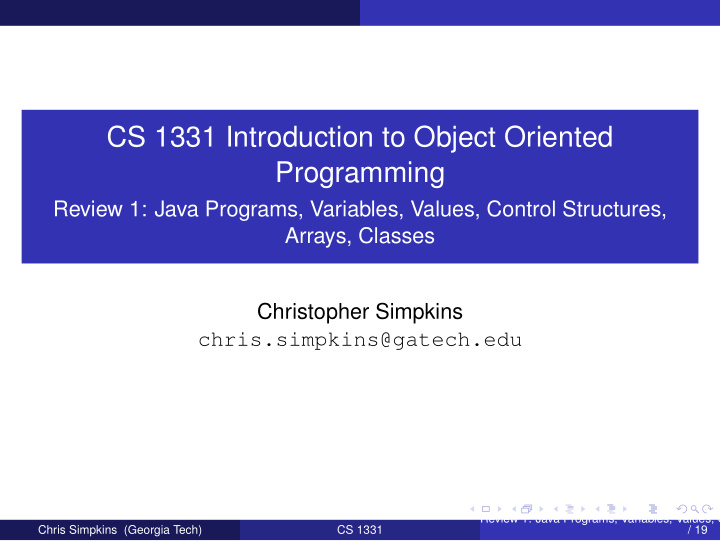 cs 1331 introduction to object oriented programming