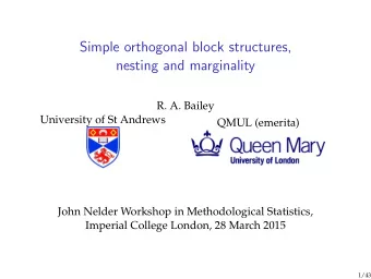 Simple orthogonal block structures,  nesting and marginality  R. A. Bailey  University of St