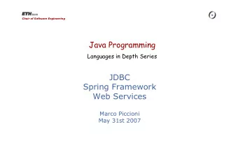 Java Programming  Languages in Depth Series  JDBC  Spring Framework  Web Services  Marco Piccioni