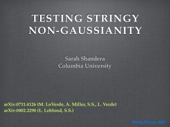 TESTING STRINGY  NON-GAUSSIANITY  Sarah Shandera  Columbia University  arXiv:0711.4126 (M. LoVerde,