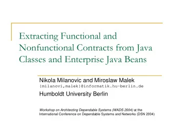 Extracting Functional and  Nonfunctional Contracts from Java  Classes and Enterprise Java Beans
