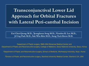 Transconjunctival Lower Lid  Approach for Orbital Fractures with Lateral Peri-canthal Incision Eui