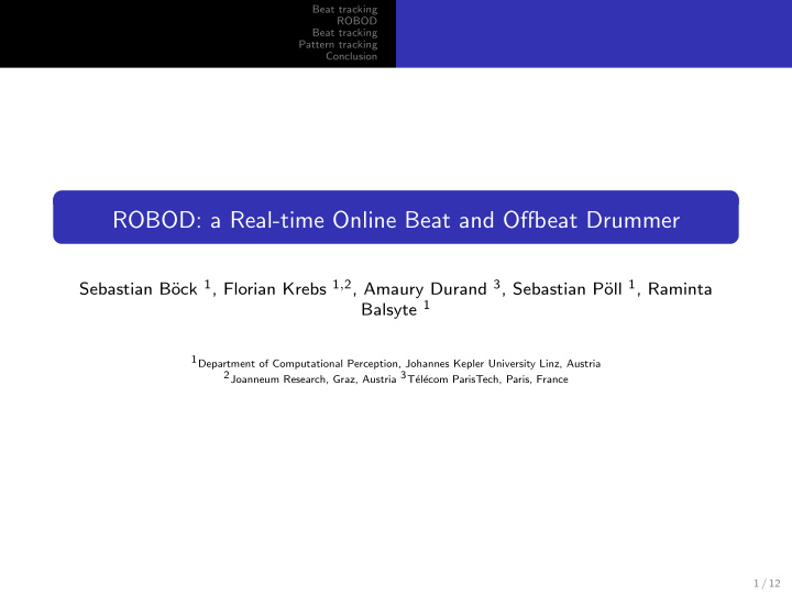 robod a real time online beat and offbeat drummer