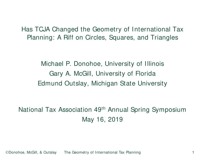 has tcja changed the geometry of international tax