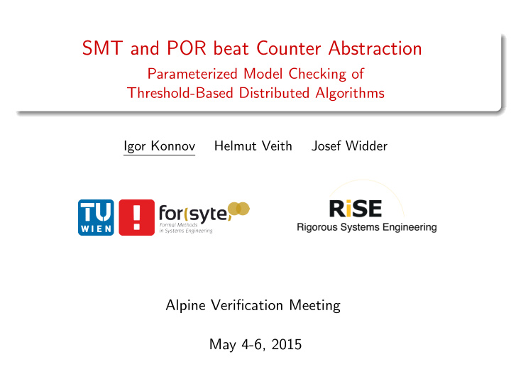 smt and por beat counter abstraction