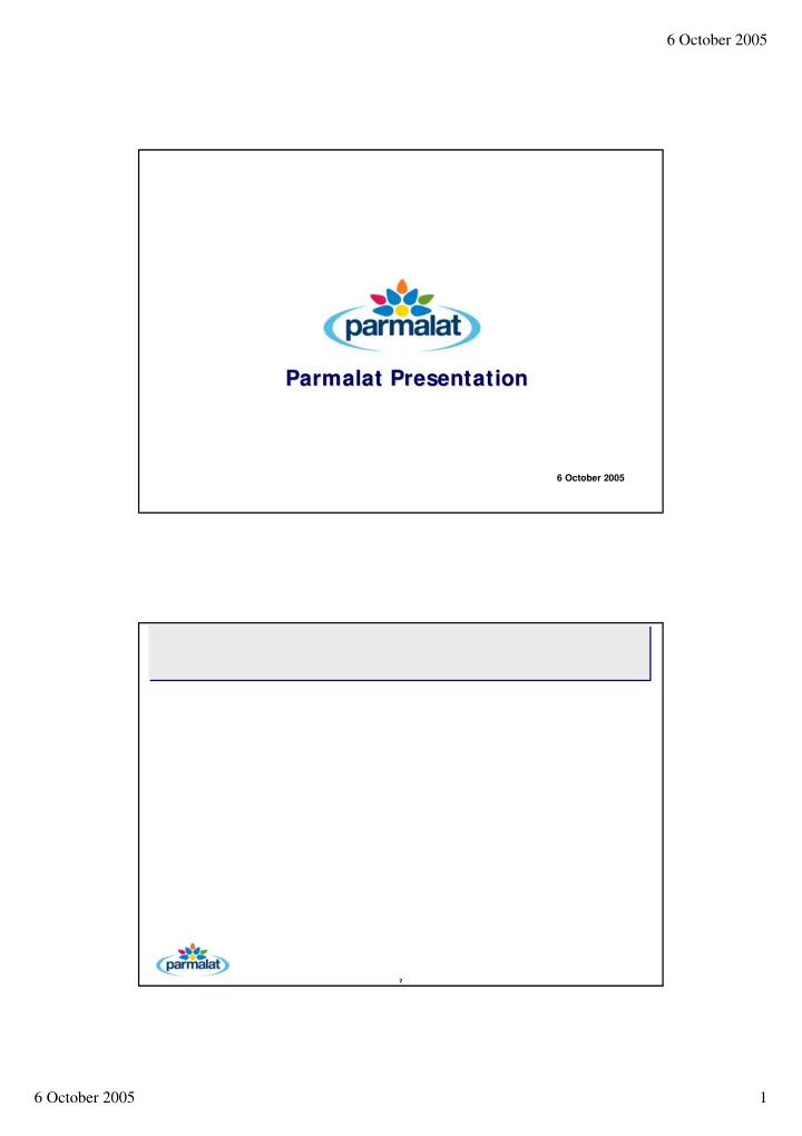parmalat presentation parmalat presentation