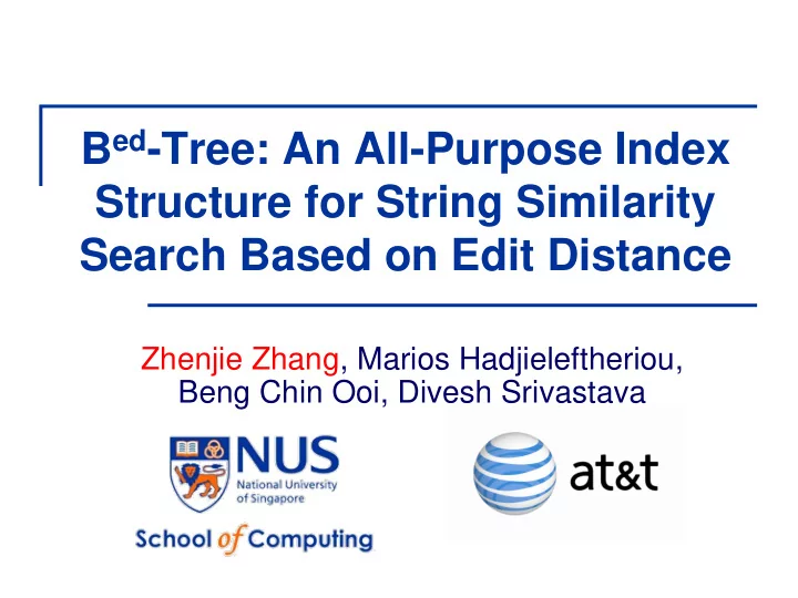 b ed tree an all purpose index structure for string