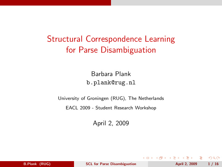 structural correspondence learning for parse