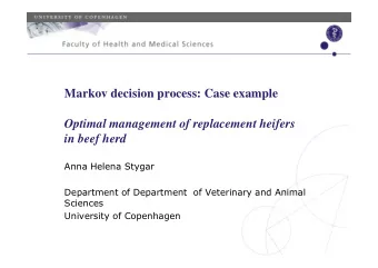 Markov decision process: Case example  Optimal management of replacement heifers  in beef herd