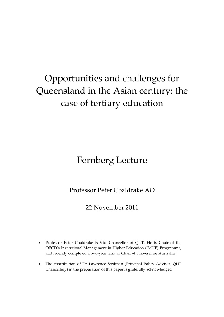 opportunities and challenges for queensland in the asian
