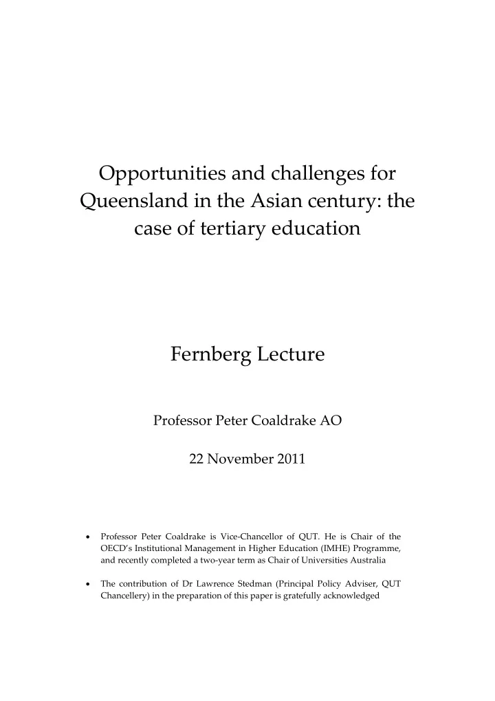 opportunities and challenges for queensland in the asian