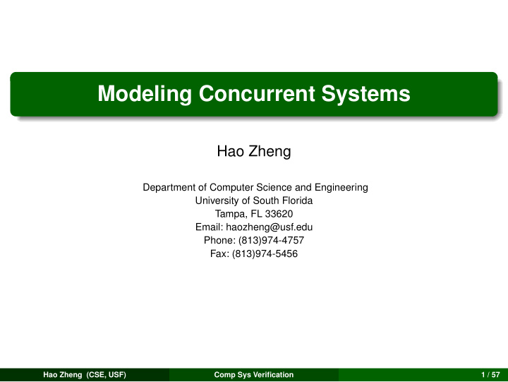 modeling concurrent systems