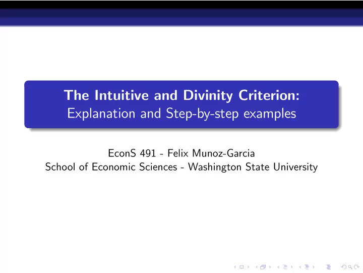 the intuitive and divinity criterion explanation and step