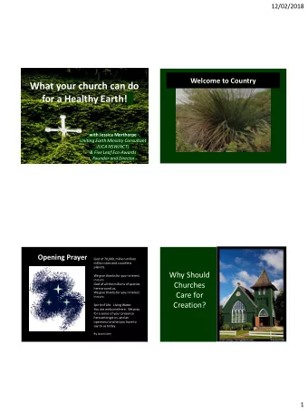 What your church can do  for a Healthy Earth!  with Jessica Morthorpe  Uniting Earth Ministry