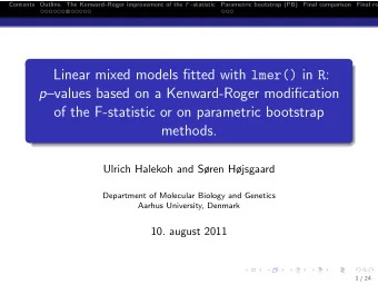 Linear mixed models fitted with lmer() in R : p values based on a Kenward-Roger modification  of
