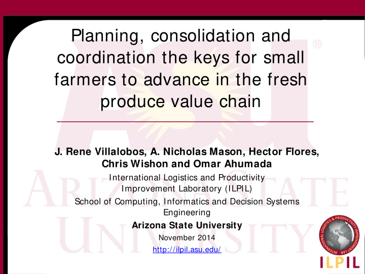planning consolidation and coordination the keys for