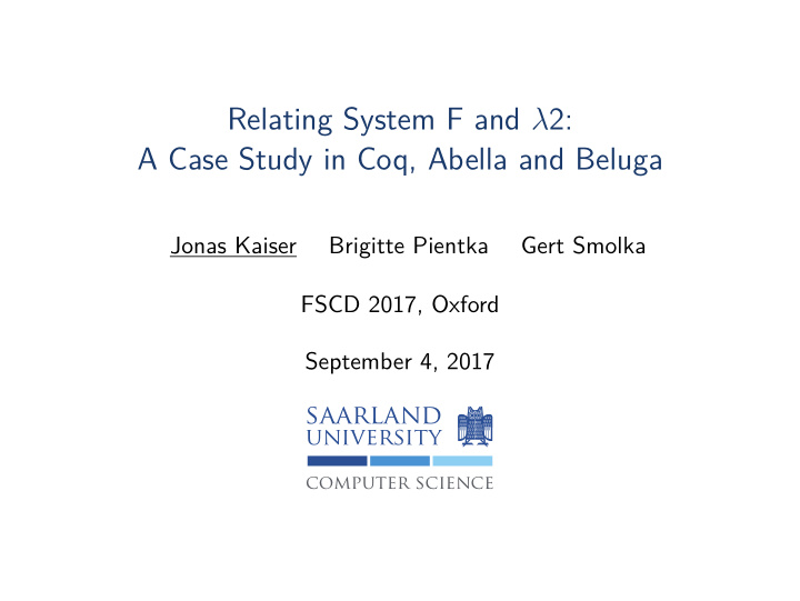 relating system f and 2 a case study in coq abella and