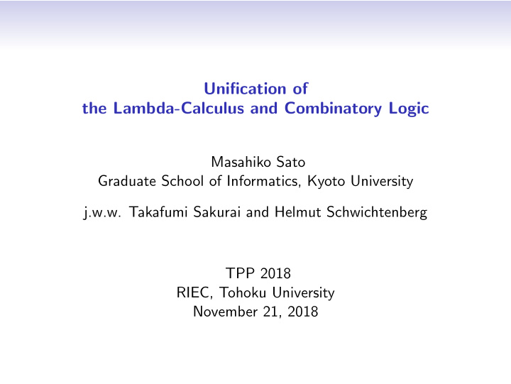 unification of the lambda calculus and combinatory logic