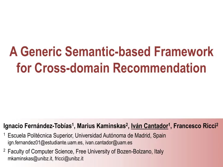 a generic semantic based framework