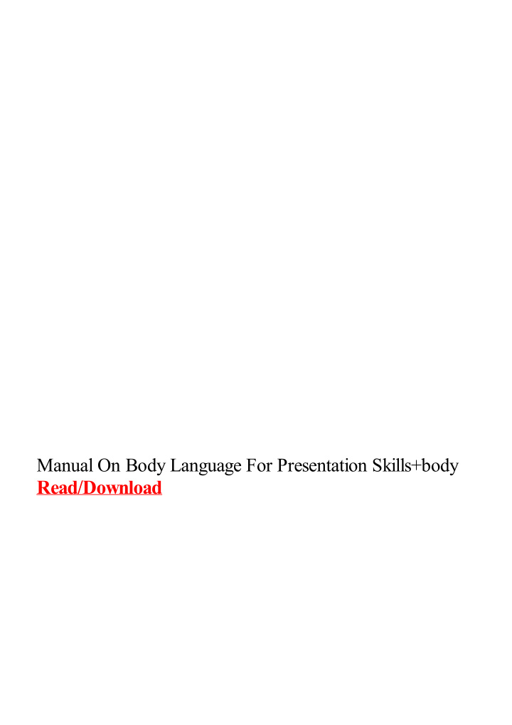 manual on body language for presentation skills body