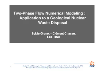 Two-Phase Flow Numerical Modeling :  Application to a Geological Nuclear  Waste Disposal  Sylvie
